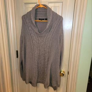 JEANNE PIERRE Taupe Cable Knit Shawl Collar Sweater